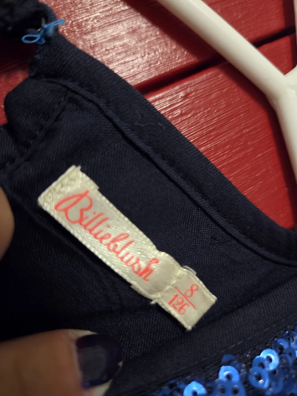 Billieblush Navy Blue Sequin Tulle Dress with Multicolor Sequin Cat Motif